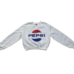 Divided White Crewneck Sweater with Large Logo Size Medium
